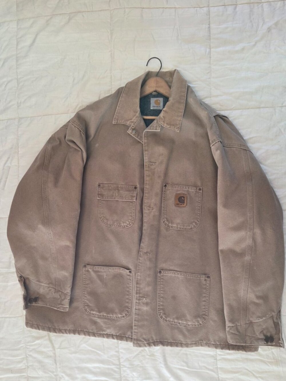 Vintage Big & Tall Carhartt Blanket Lined Duck Arctic Chore Barn Coat Tan 3XL?